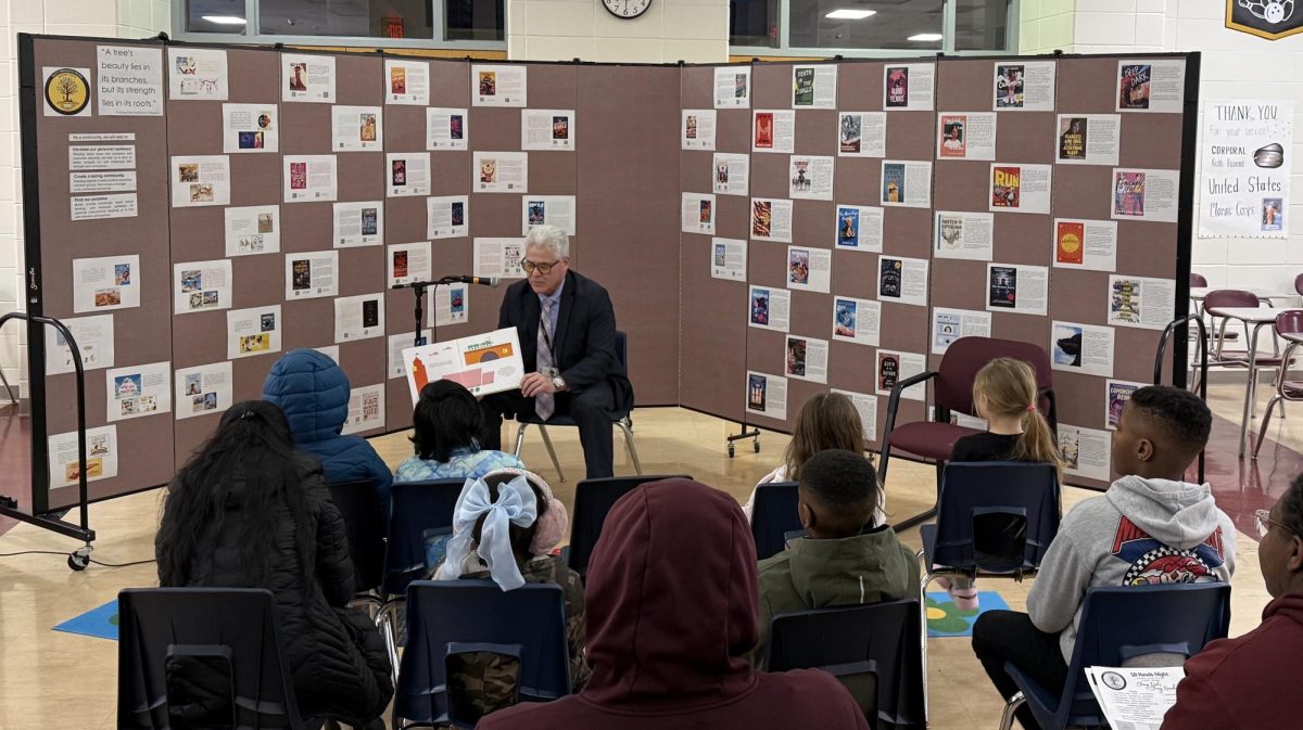 Dr. Bragen reading to students at the recent SBReads event. Photo from Kate Hanusosky
