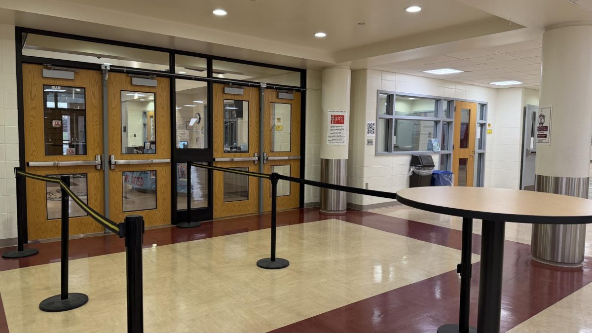 The SBHS main entrance, now set up to enforce the late policy