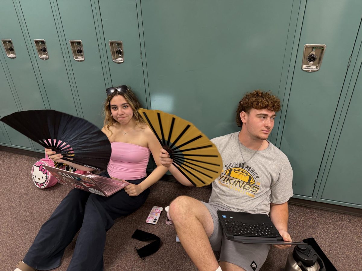 On the third day of the heatwave, many students came prepared with their own portable cooling devices
